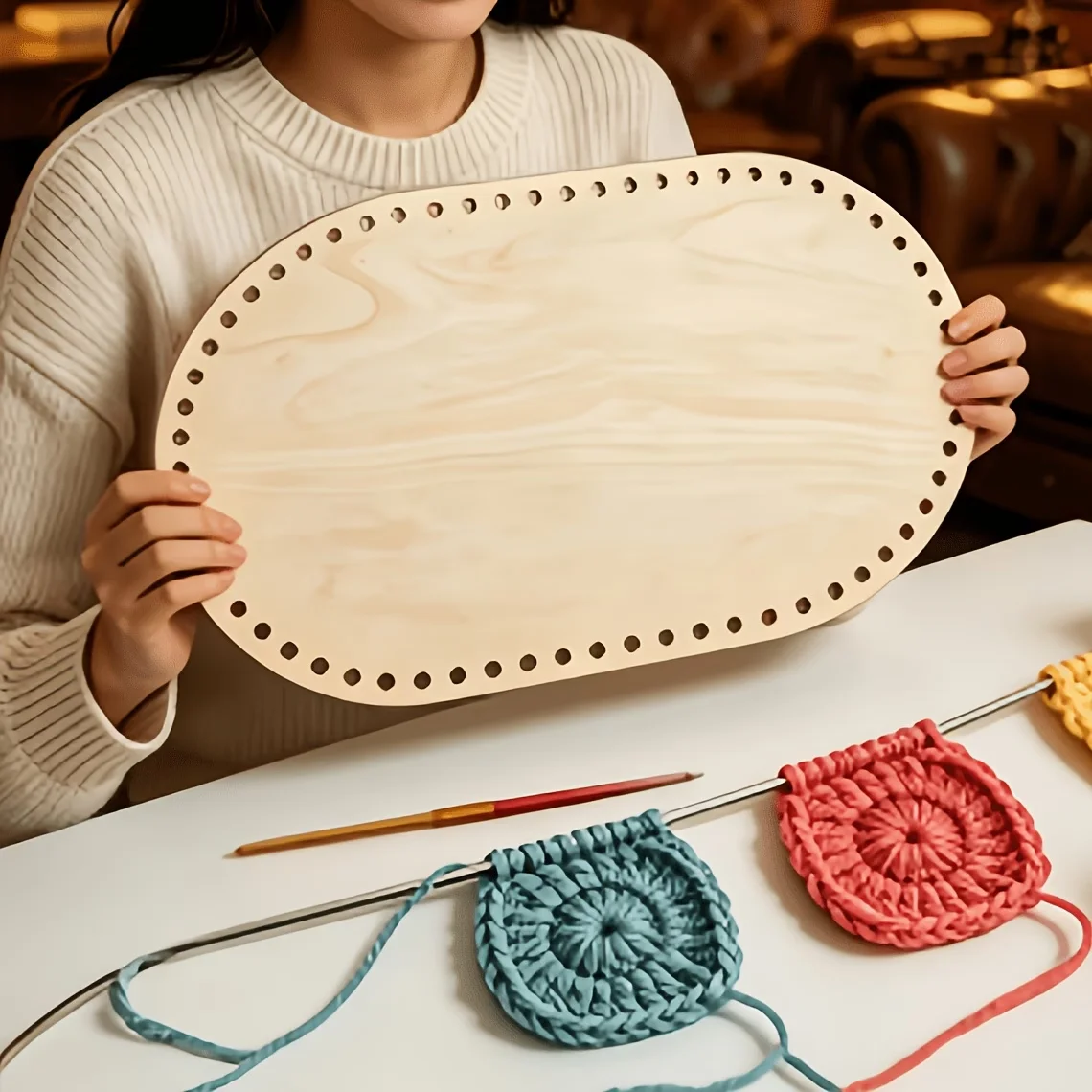 Woodworking Boards - Perforated Wooden Oval Base. Made of
