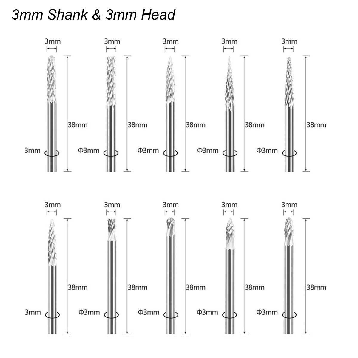 3mm Shank Tungsten Carbide Bur - Woodworking Rasps And Files review and price