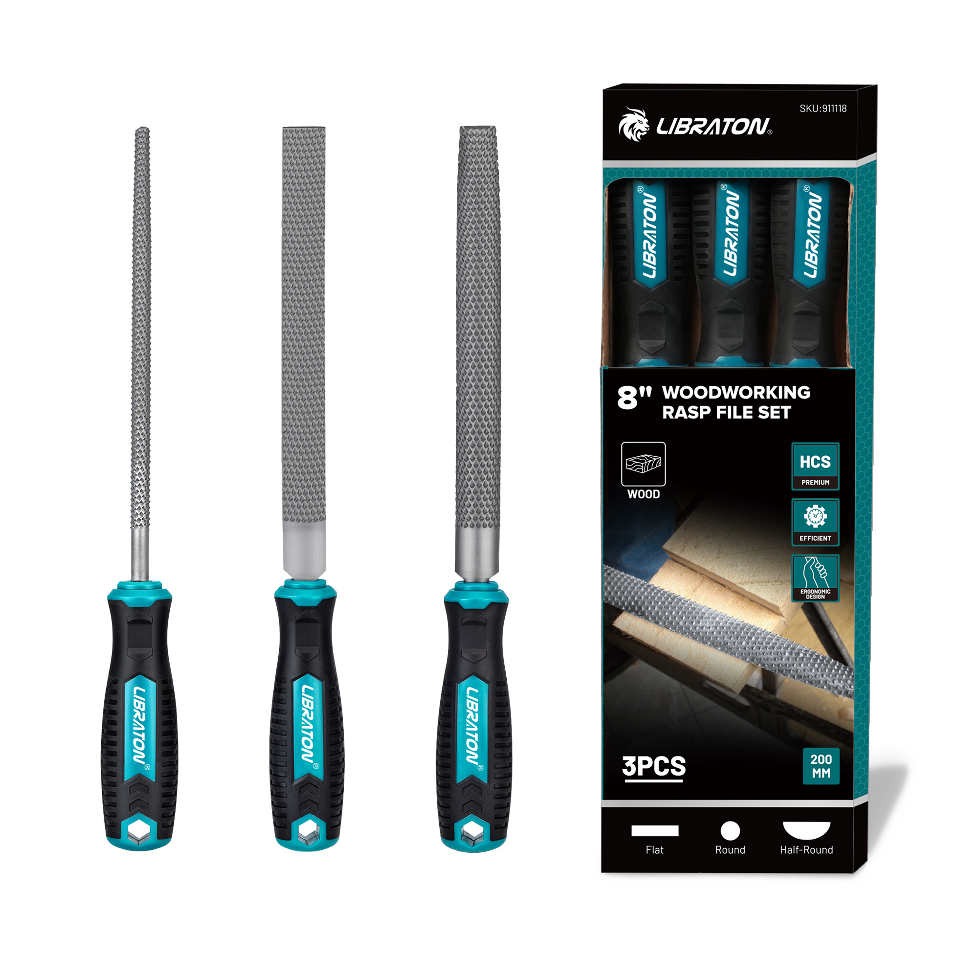 LIBRATON 3PCS Wood Rasp Set 8