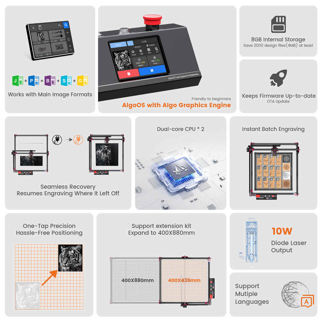 AlgoLaser DIY KIT MK2 10W Lase - Woodworking Logos review and price